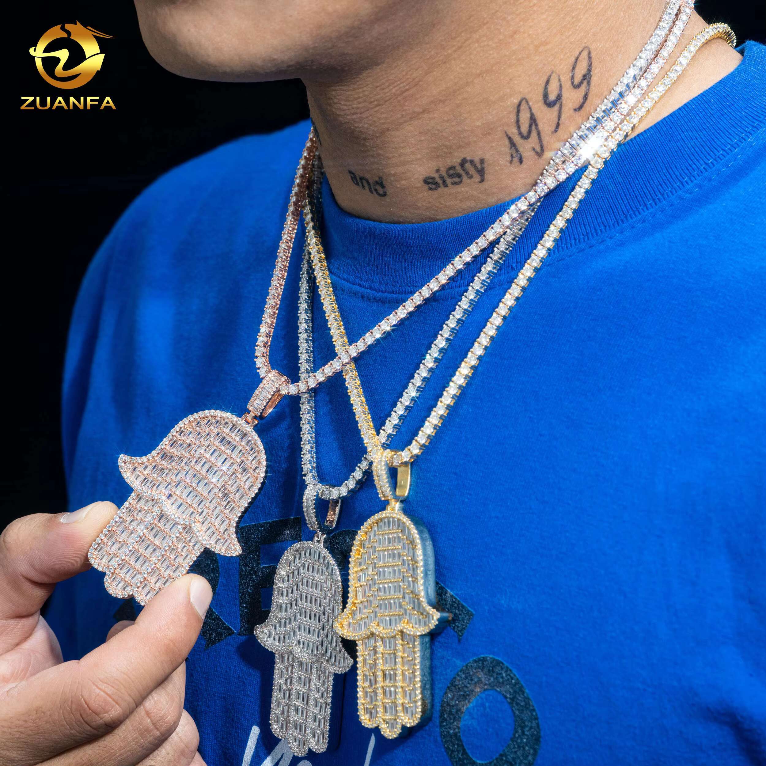 Factory Price Fashion Hip Hop Jewelry Mens Charms Pendants 925 Sterling Silver VVS Moissanite Diamond Iced Out Pendant