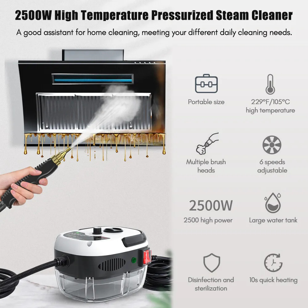 Portable Handheld Pressurized Steam Cleaner - 2500W with High Temperature for Effective Cleaning