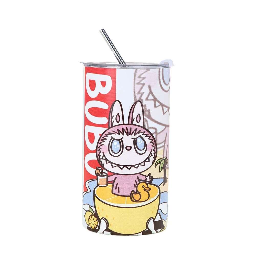 Customized 3D printed 304 stainless steel insulated cartoon straw portable large capacity iced American coffee cup 17f9 73c