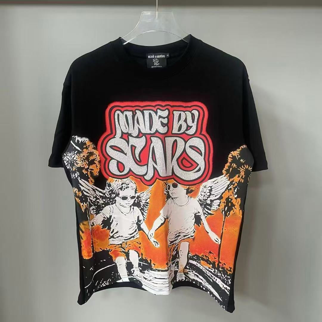 Men's T Shirts T-shirt Cotton Summer Letter Pearl Short Sleeve Edition Embroidered Diamond Loose Shorts Couple's