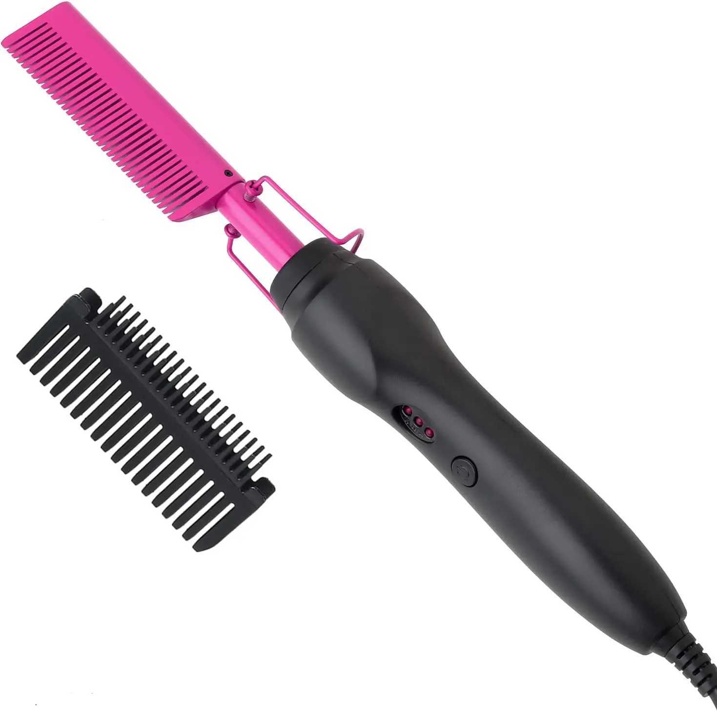 Electric Pink Hot Comb Professional Fast Heating Styling Comb Hair Straightener Portable Anti-Scald Straightening Press Comb W250610