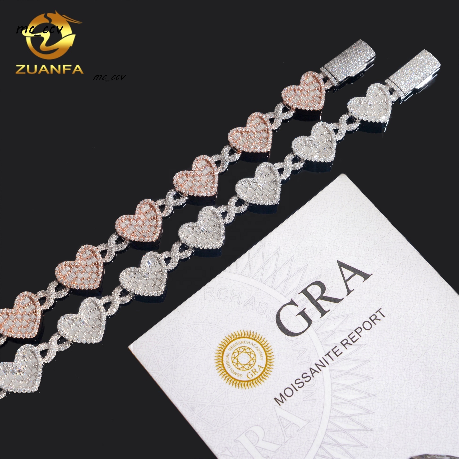 New Arrivals Sterling Silver 925 Fine Jewelry Iced Out Diamond VVS Moissanite Jewelry Cuban Link Chain Hip Hop Bracelet