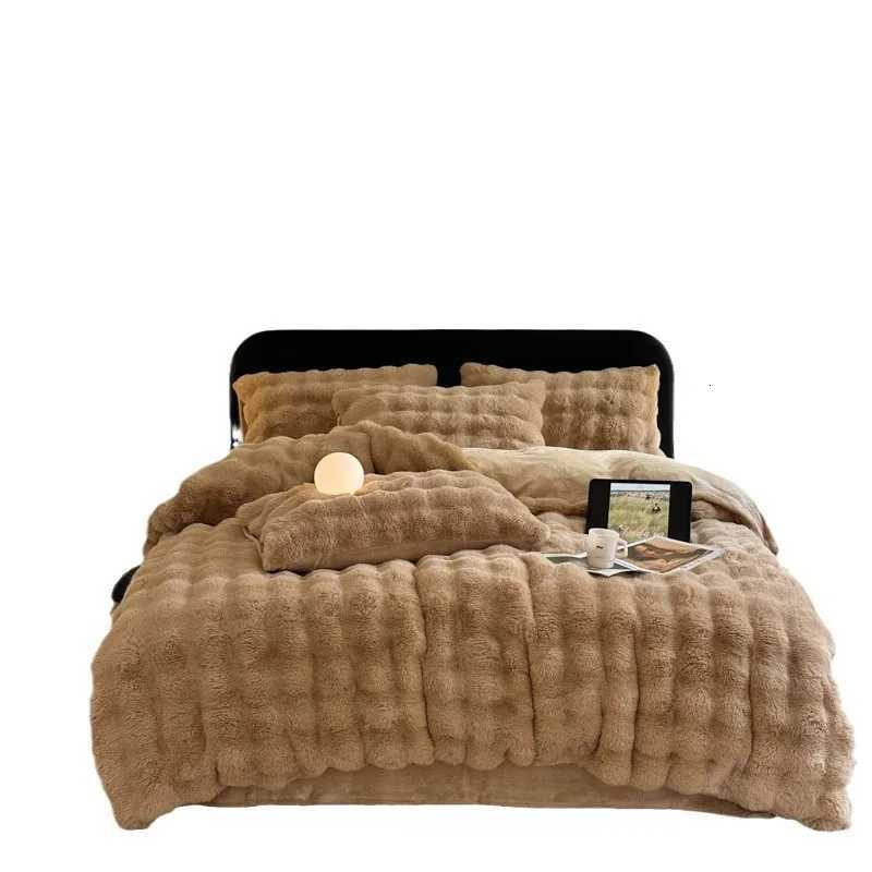 Rabbit Fleece Four-piece Set Milk Fleece Bed Sheet Quilt Cover Winter Thickened Flannel Fleece Double Single Bed Three-piece SetM251118