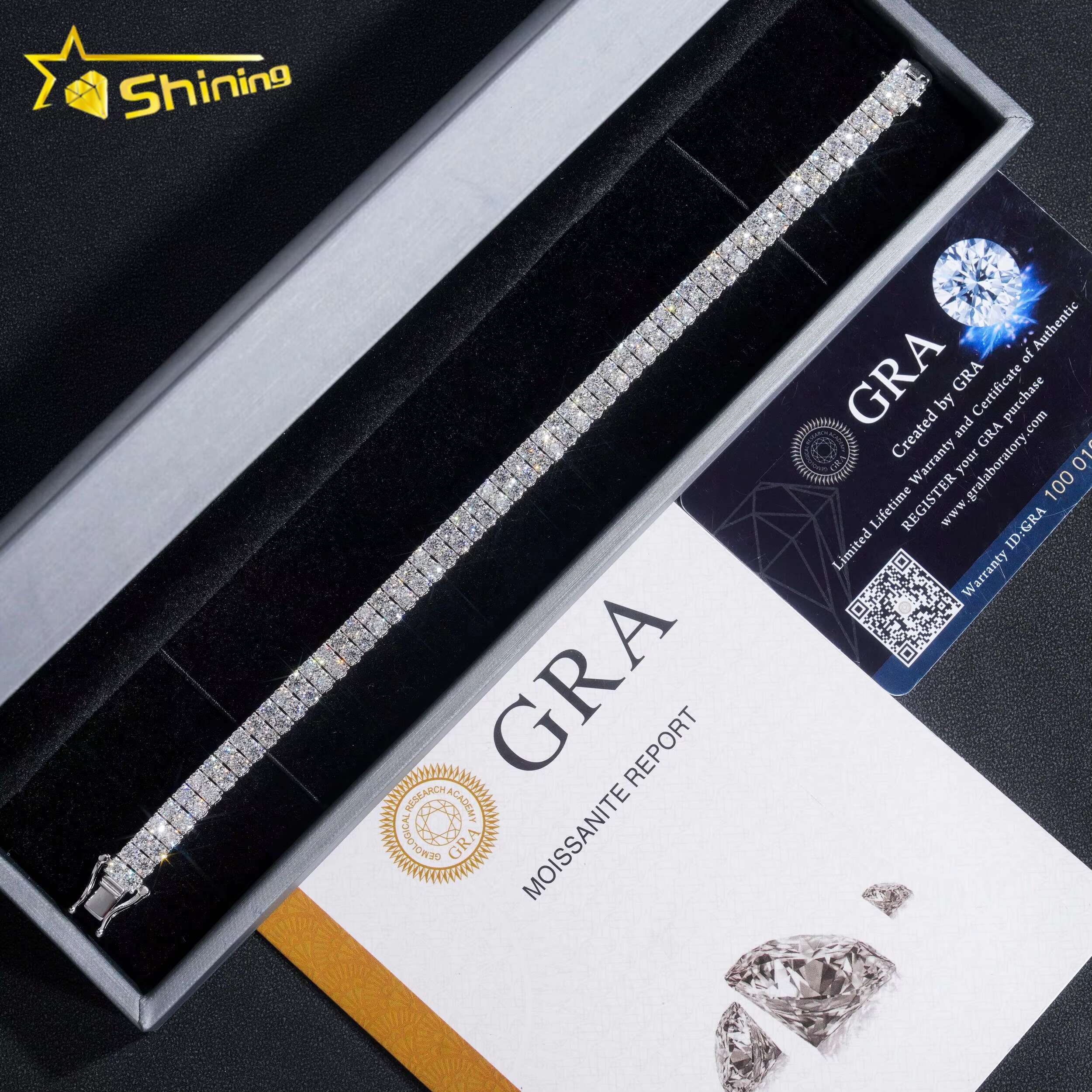 Hip Hop Jewelry 6MM Iced Out Sier Gold Plated VVS D Color Moissanite Men Moissanie Tennis Bracelet