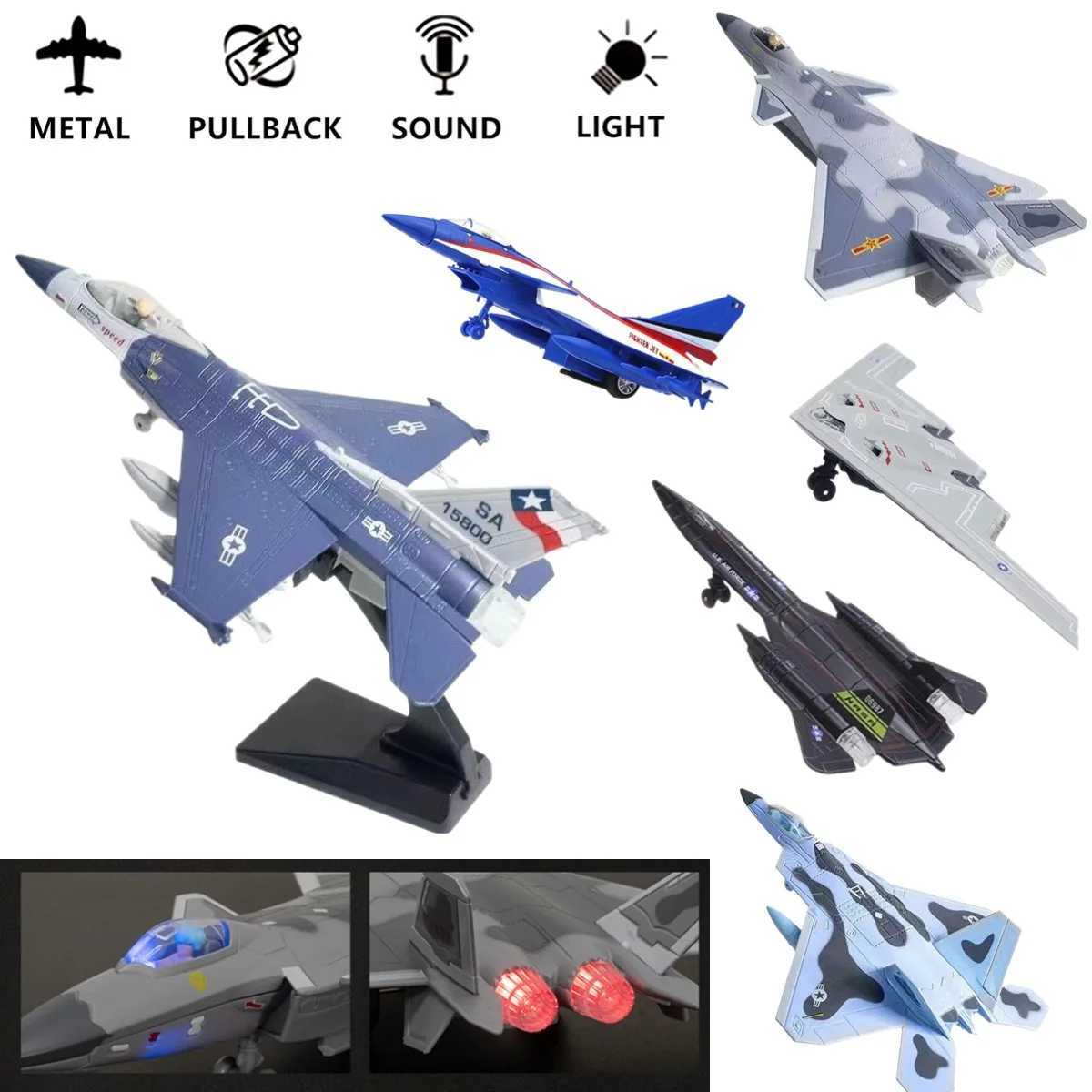 150 Pullback Go Jet Fighter F16 F22 F35 B2 J31 Aircraft Toy with Light Sound Scale Diecast Plane Model Kid Boy Baby Gift C251118