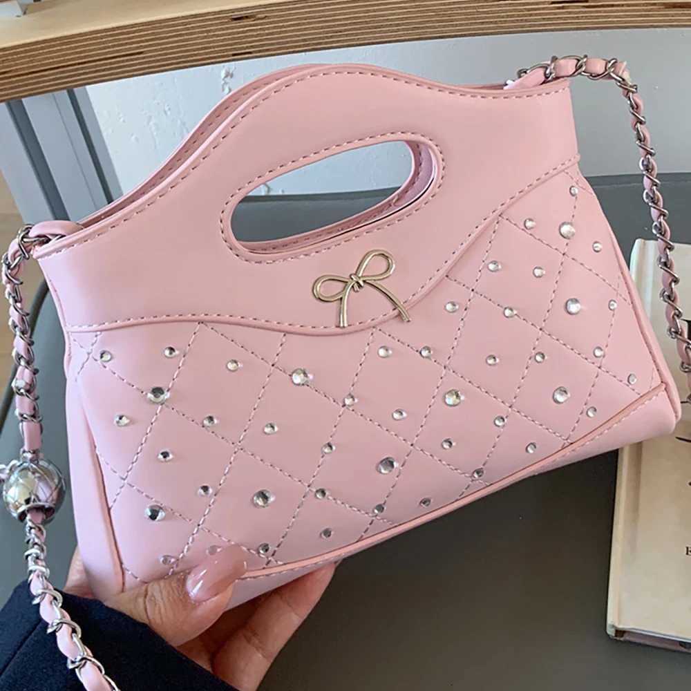 Luxury Designer Diamond Grid Handbags for Women Commuting Shopping Trendy Chains Crossbody Bag Elegant Lady Bow Shoulder BagsW251118