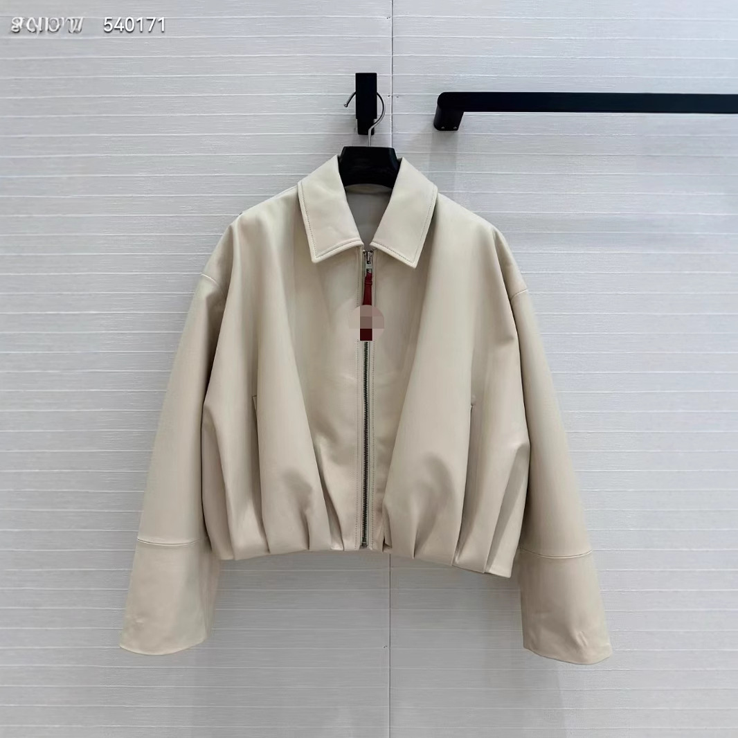 coats woman Designer coat Jackets for women luxurious leather jacket Outerwear top fashion retro American balloon-shaped asymmetrical pleated jacket