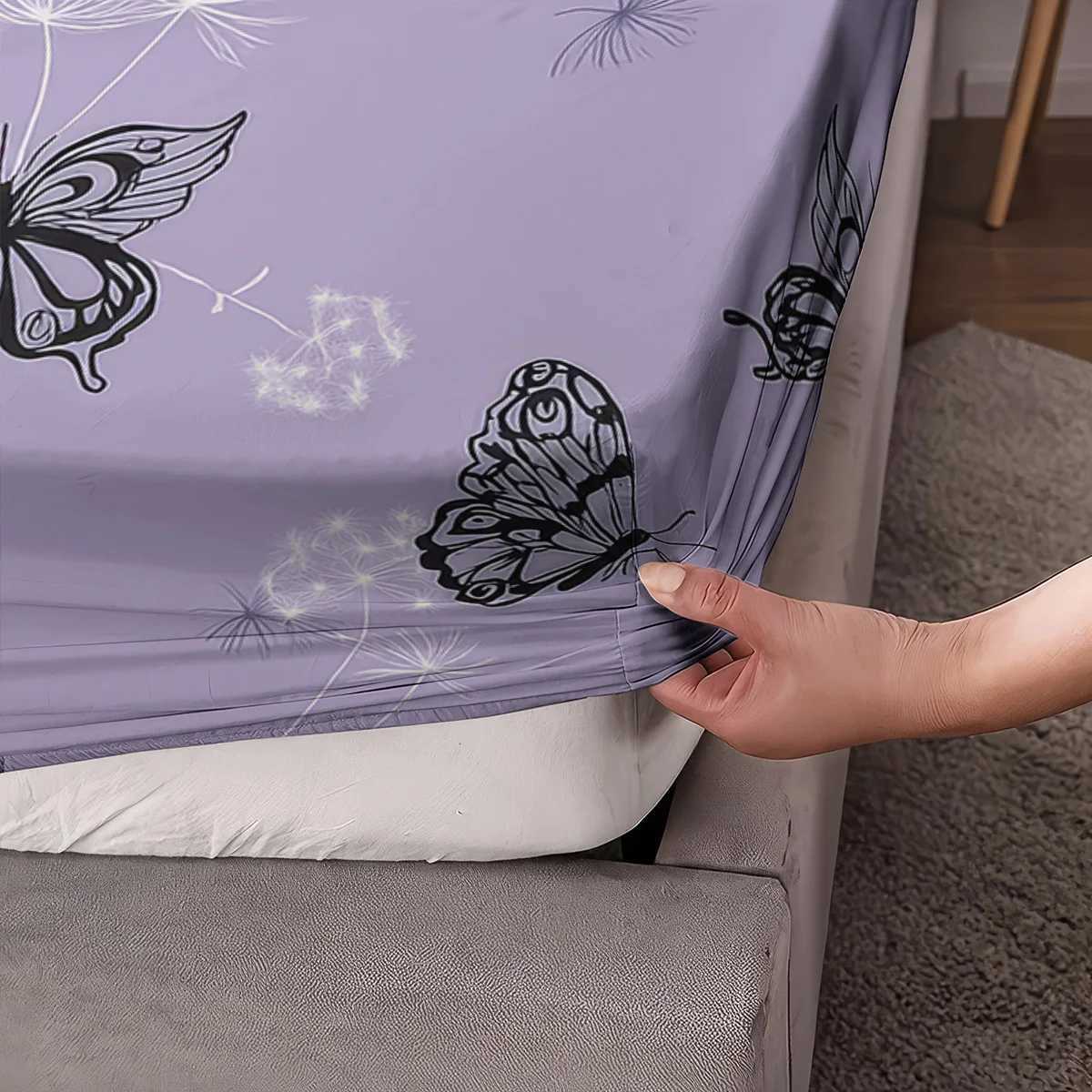 3pcs Purple Dreamy Butterfly Romantic Print Coreless Bed Sheet Set Multiple Sizes Bed Cover Bedroom Bedding DecorationM251118