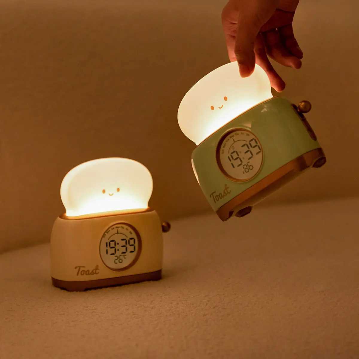 Night Lights Alarm Clock Wake Up LED Nightlight Bedsides Desk Lamp Indoor Lighting Timing USB Dimmable Light Kids Gifts M251118