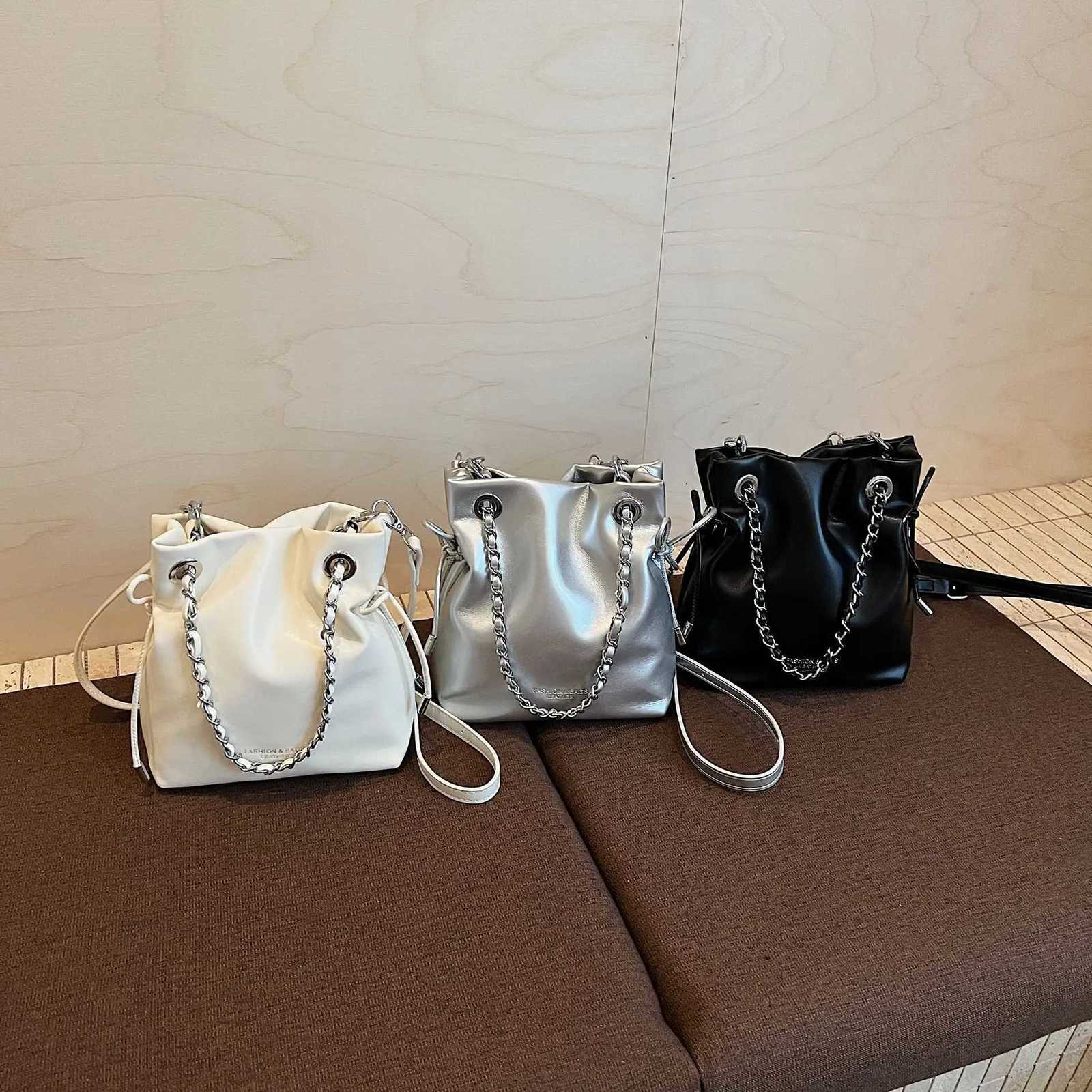 Korean Style Chain Drawstring Bag 2025 - Underarm Shoulder/Crossbody Trendy for Work Commute Weekend ShoppingW251118