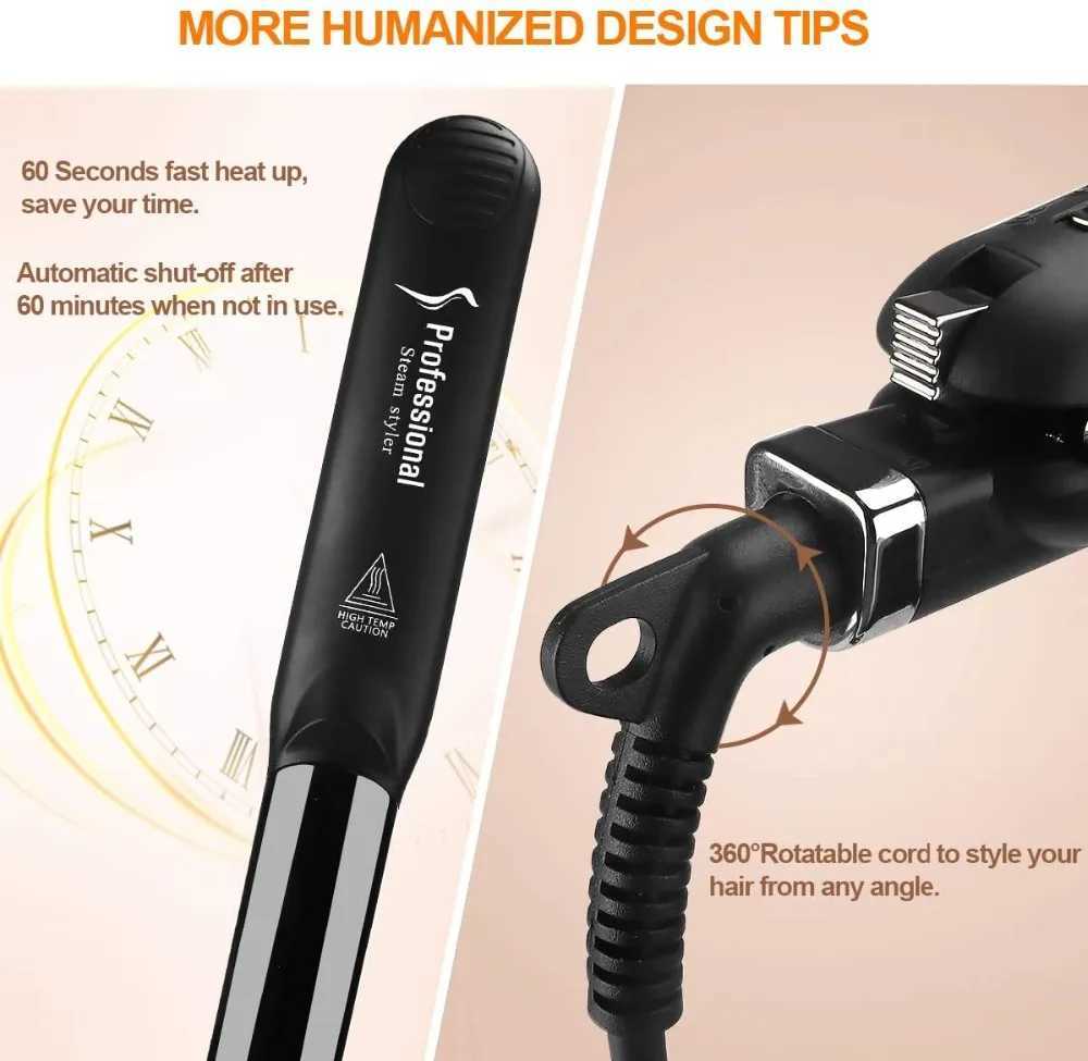 Hair Straightener Professional 6 Gear Temperature Hair Curler Steam Flat Iron Hair Straightening Tourmaline Ceramic Hair Styling W250610