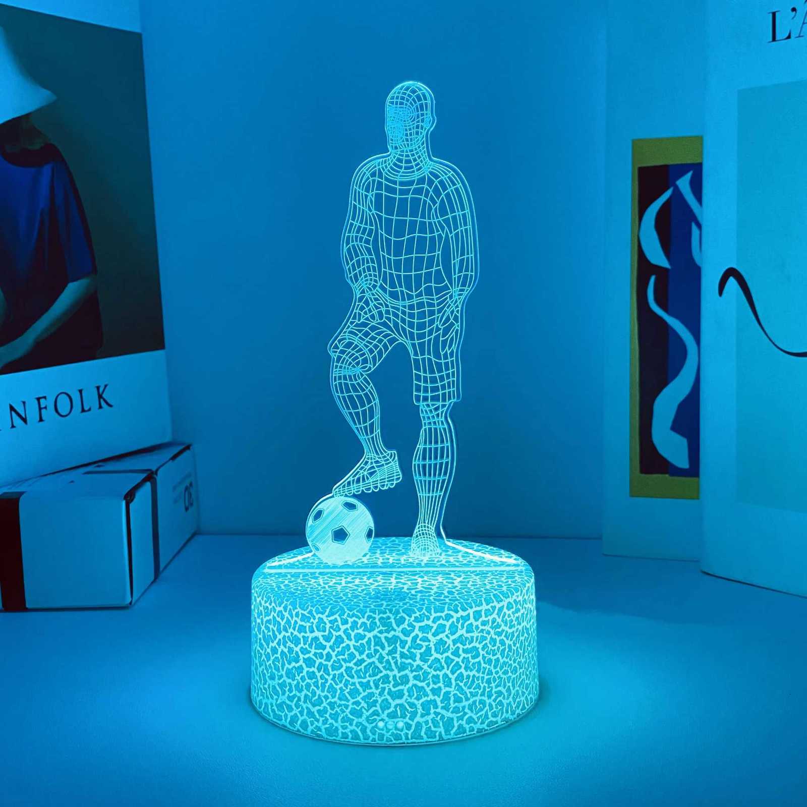 1pcs football player pattern night light USB 3D atmosphere decorative light birthday gifts for family and friends M251118