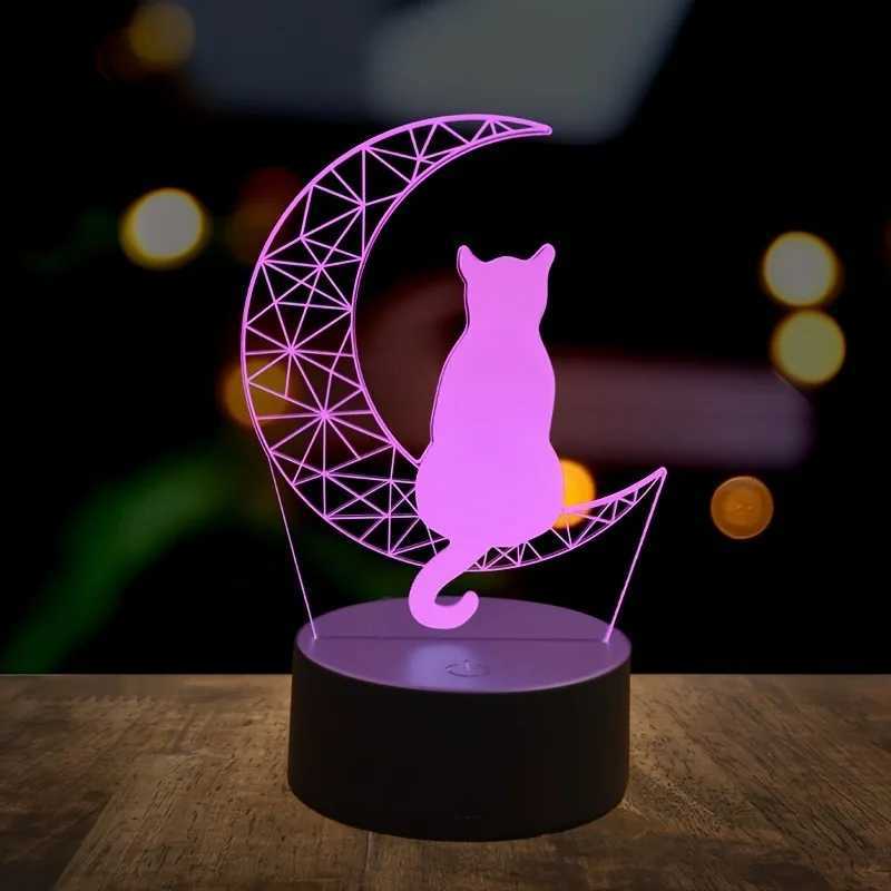 1PC Mooncat 3D night light USB table lamp bedroom living room atmosphere light festival birthday gift night light M251118