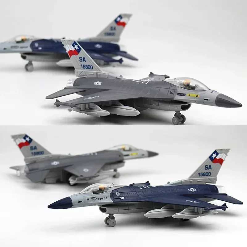 Alloy F16 Fighter model acoustooptic return force aviation military aircraft model Toy Ornament Gift C251118