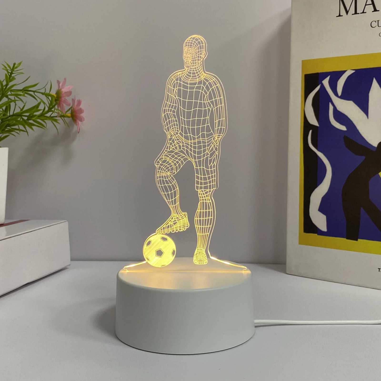 1pcs football player pattern night light USB 3D atmosphere decorative light birthday gifts for family and friends M251118