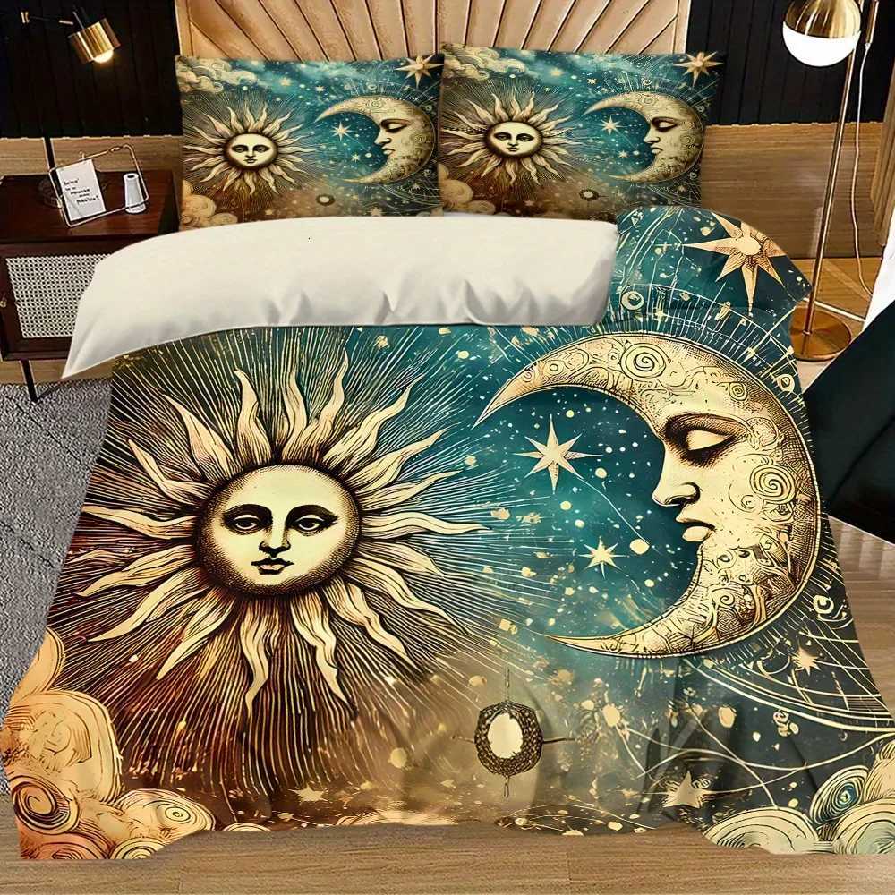 3pcs Gorgeous Sun Moon Texture Printed Quilt Set- Includes 1 Quilt Cover and 2 Cover without FillerM251118