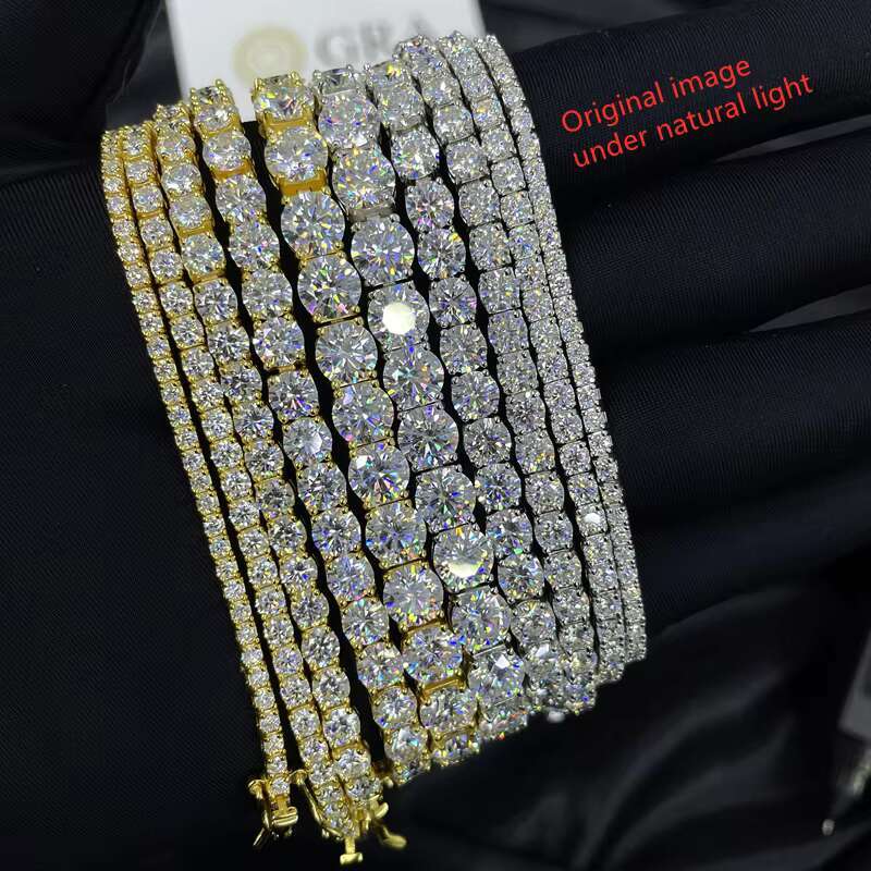 Cheapest White GRA Moissanite Tennis Chain Bracelet Ice Out 925 Silver Bracelet Hiphop Men Moissanite Bracelet