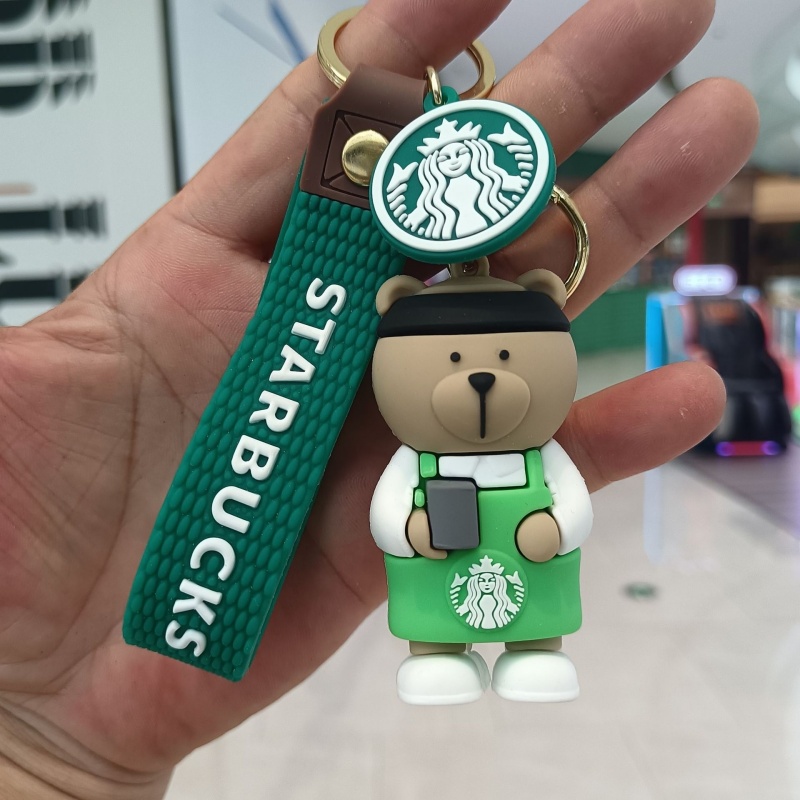 Free shipping Keychains Lanyards Starbucks Bear Keychain Cartoon Exquisite Car Keychain Doll Bag Pendant fashion simple