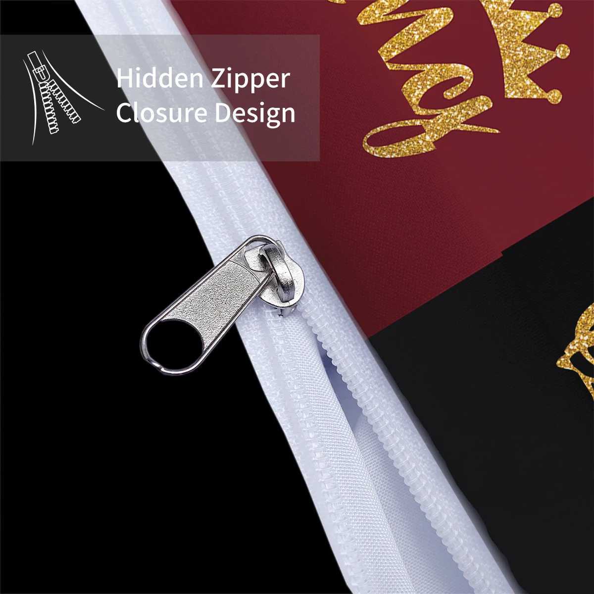 3-piece down duvet cover set with black and red color matching heart print 1 duvet cover2 cases no core couple beddingM251118