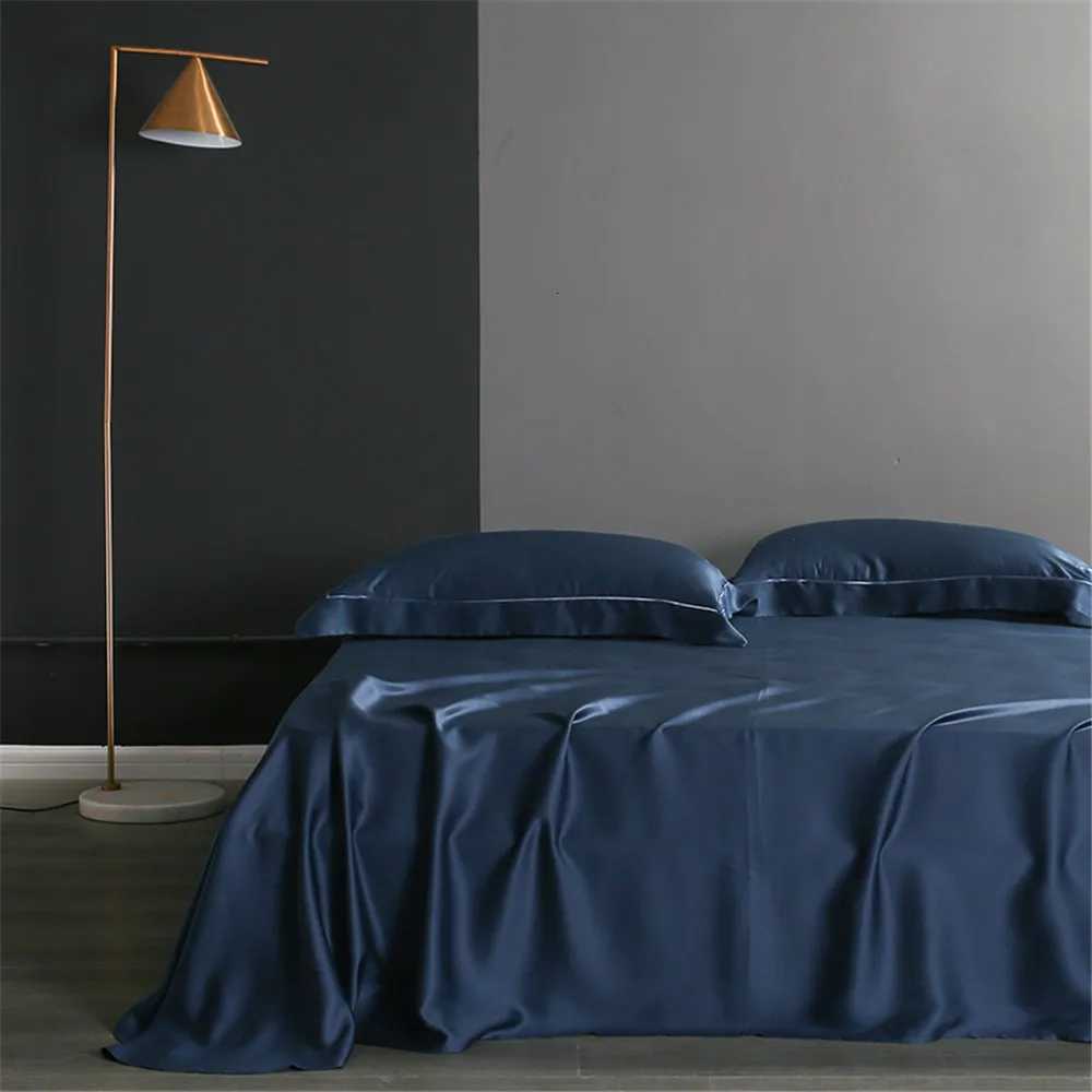 Sondeson Nature 100 Silk Dark Blue Bedding Set Healthy Skin Beauty Queen King Duvet Cover Set Flat Sheet case Bed LinenM251118