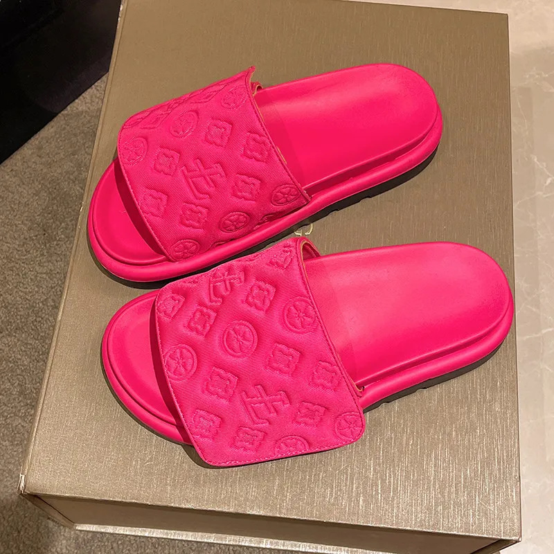 Designer Slippers Shoes Luxury Brand Flat slides with Magic Sticker Elegant Home Outdoor Sandals Slippers Flip Flop Scuffs designer shoes Size 36-41