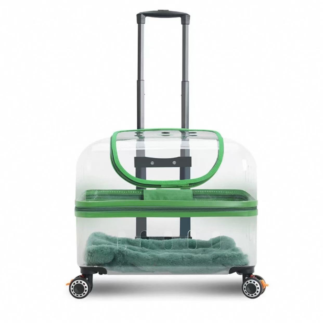 Pet suitcase, cat bag, portable for outdoor use, large size, two cats luggage, transparent dog suitcase, aviation suitcase, small cart