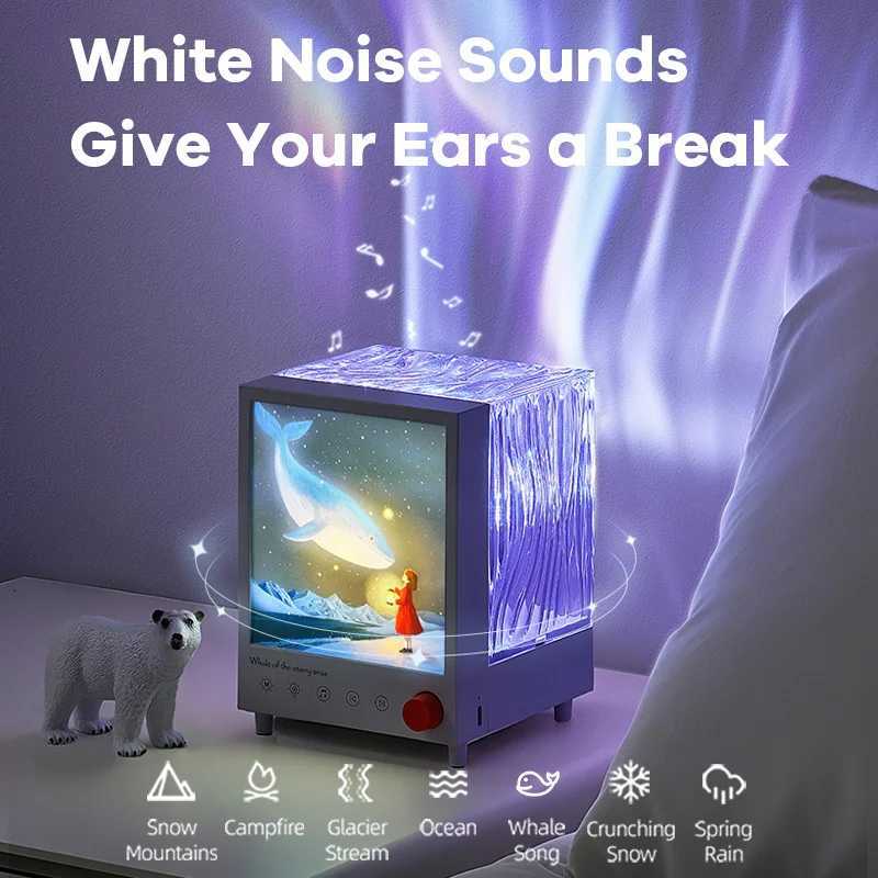 Aurora Projector Table Night Light With 3D Surround Sound Speaker White Noise Table Decoration Lamp For Christmas Gift M251118