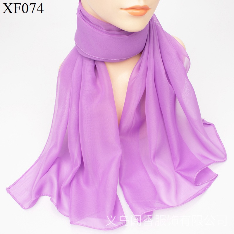 K438 Solid color chiffon silk scarf for women for dance party uniform decoration scarf flowing long scarf thin sunscreen neck collar