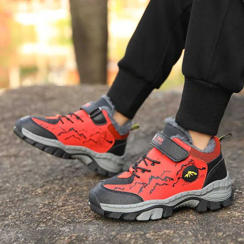 New Winter Warm Childrens Sports Shoes Comfortable Plush Cotton Boots for Kids Non-slip Outdoor Hiking Boots Boy Trekking Shoes W251118