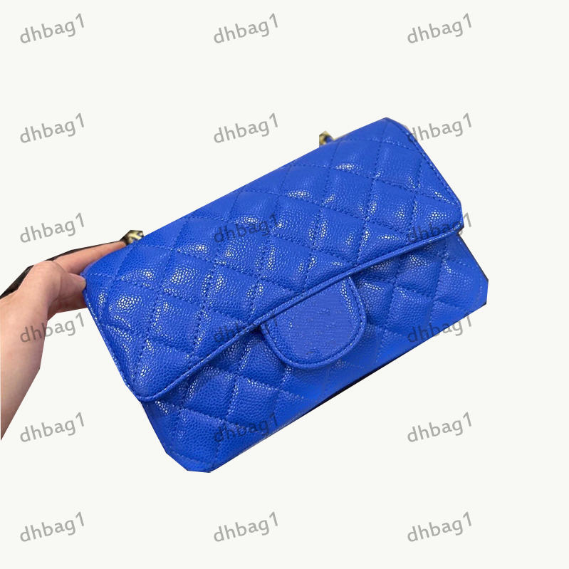 Women Designer Shoulder Bag Multi Colors Diamond Lattice 20cm Gold Clasp Calfskin Long Metal Chain Stylish Designer Blue Flap Tote Handbags Phone Holder Makeup Bags