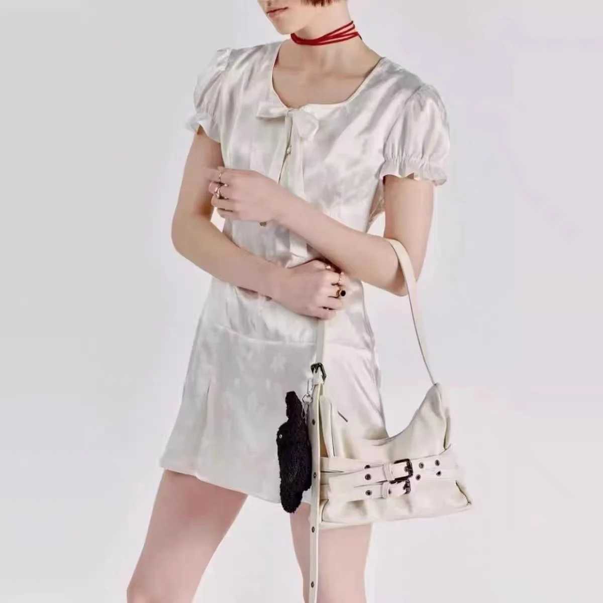 South Korean celebrity Samondoh trendy cool motorcycle bag Samo ondoh strap casual shoulder cross body bag Y250417