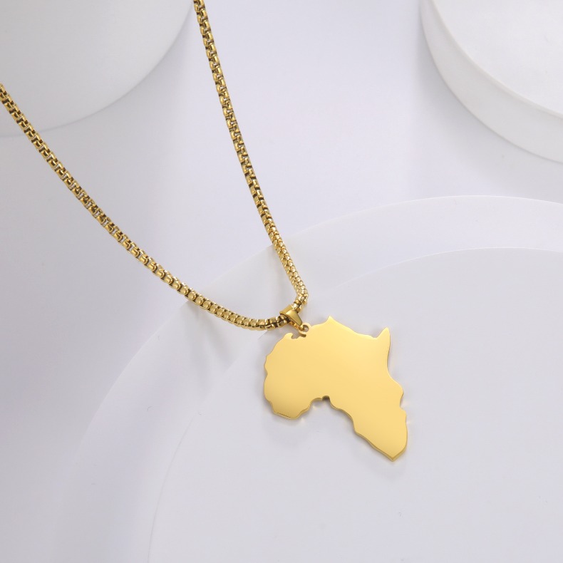 Men's Africa Map Necklace Top 18K Gold Plated Maps Pendant Necklaces Gold Chains Africa Continent Motherland Home Hip Hop Fine Jewelry for Women 