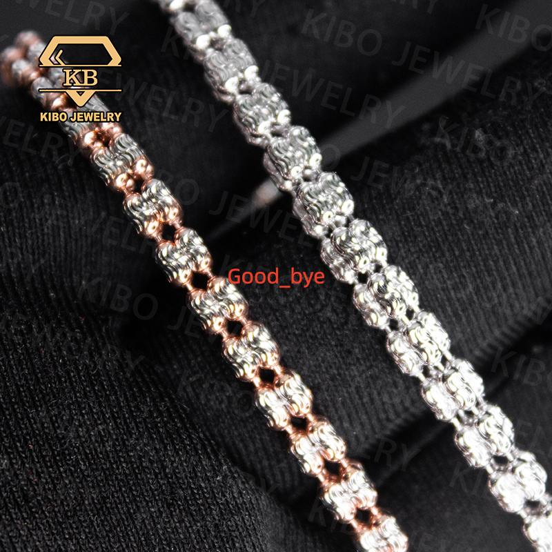 Moon Ice Chain Two Tone 925 Sterling Silver 4mm5mm 4 Rows Diamond Cut Ice Link Chain Moon Ice Chain Necklace New Design Jewelry