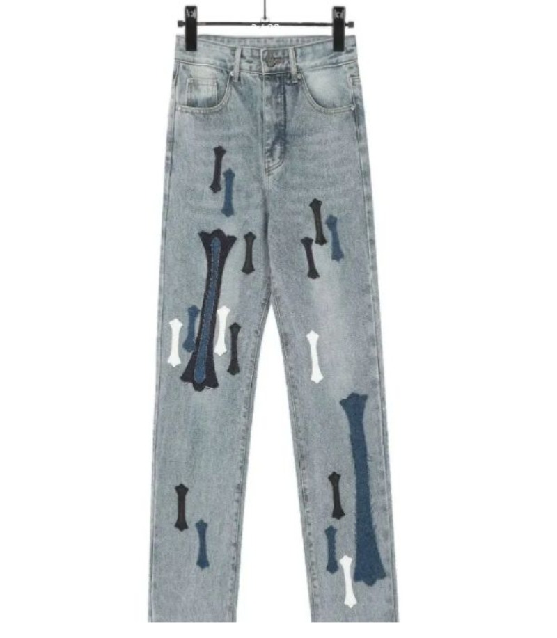 Designer jeans mens pants jeans chrome Jeans Heats Pants For Man American Style High Street Trendy Streetwear Clothes Embroidery Cross Sanskrit hoodie