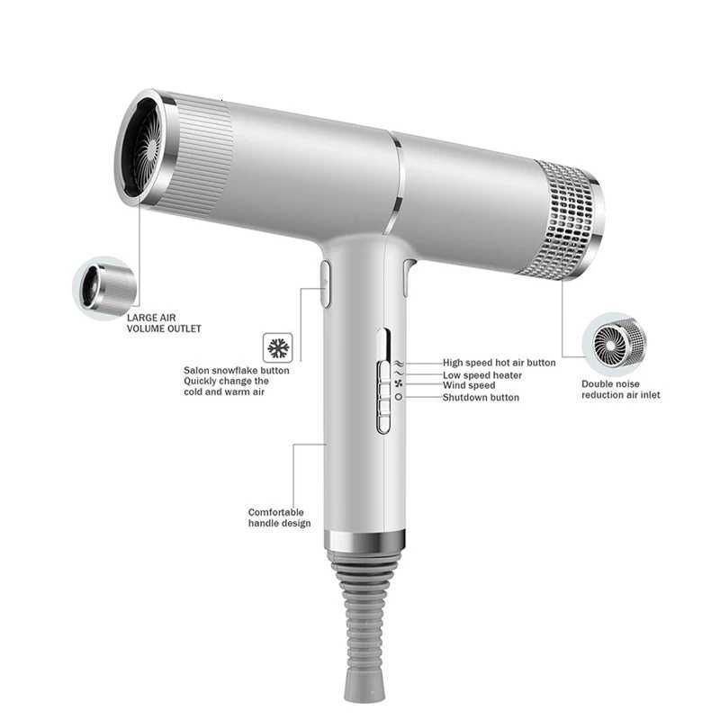 High Speed Negative Ionic Hair Blower Dryer Professional Electric Salon Hot and Cold Air Hair Dryer With Diffuser 3 headsT251118
