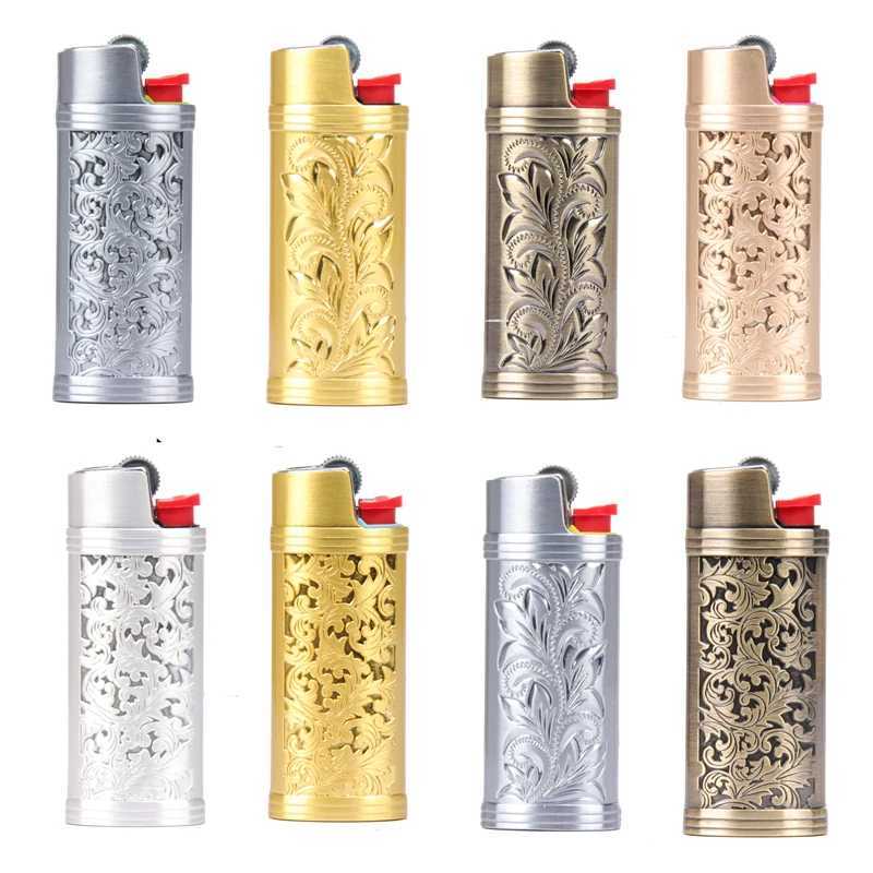 Small metal shell BIC Lighter J5 J25 mini cover luxury Equity Ening gold rose black pattern W250418