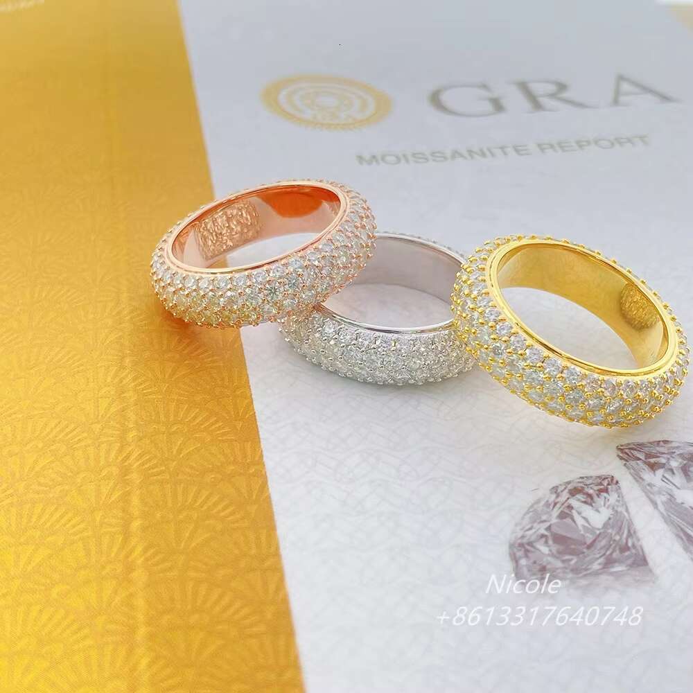 14k Gold Plated 4 Rows Engagement Dia Wedding Band Vvs Moissanite Men Ring