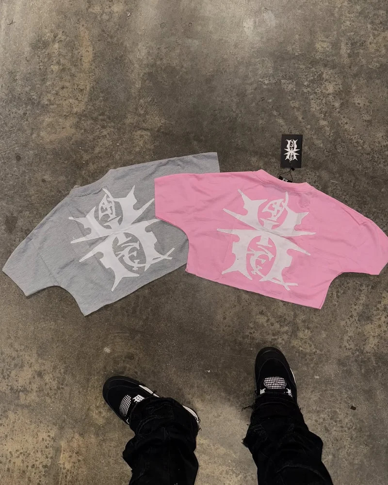 2025 Y2k oversized T-shirt Men letter print top Harajuku retro hip hop short sleeve fashion street wear casual loose shirt 250417