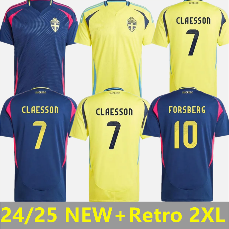 2024 Sweden Soccer Jerseys national team Player Version 24 25 Fors berg JANSSON IBRAHIMOVIC BERG EKDAL Tufan Kulusevski Ibrahimovic Football Shirts Men Set Kids Kit