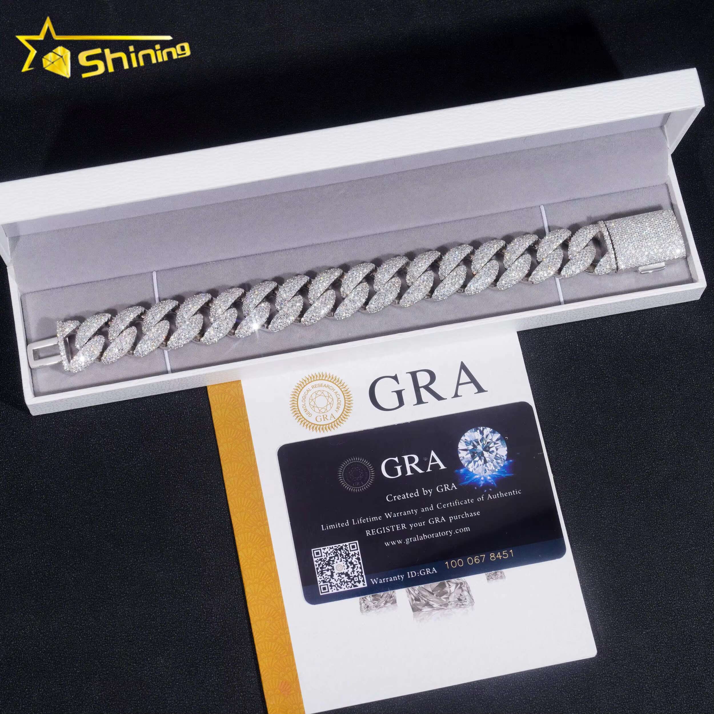 Shining 2024 New Arrivals Hip Hop Jewelry Fashion Moissanite Bracelet Cuban Link Chain