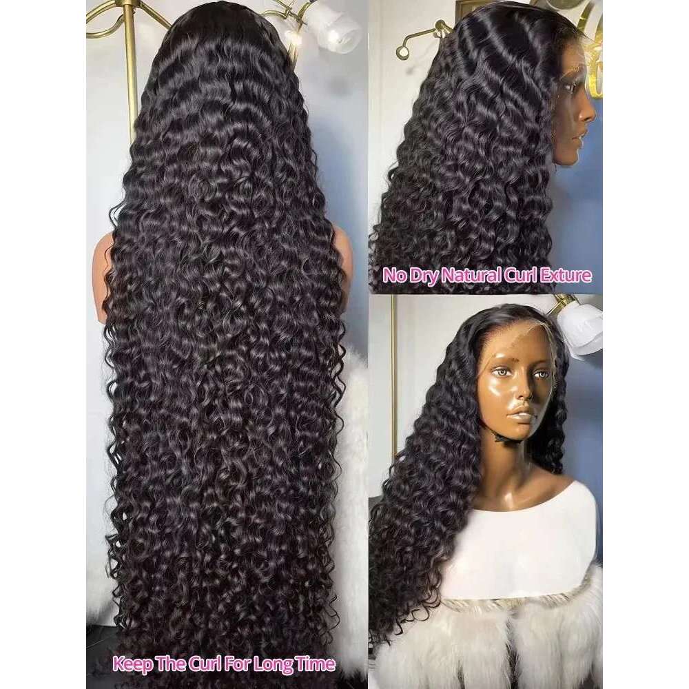 Deep Wave 13X6 HD Frontal Human Hair 30 40 Inch Curly Wigs 13X4 Lace Front Wig Indian For Black Women Raw 250 Density