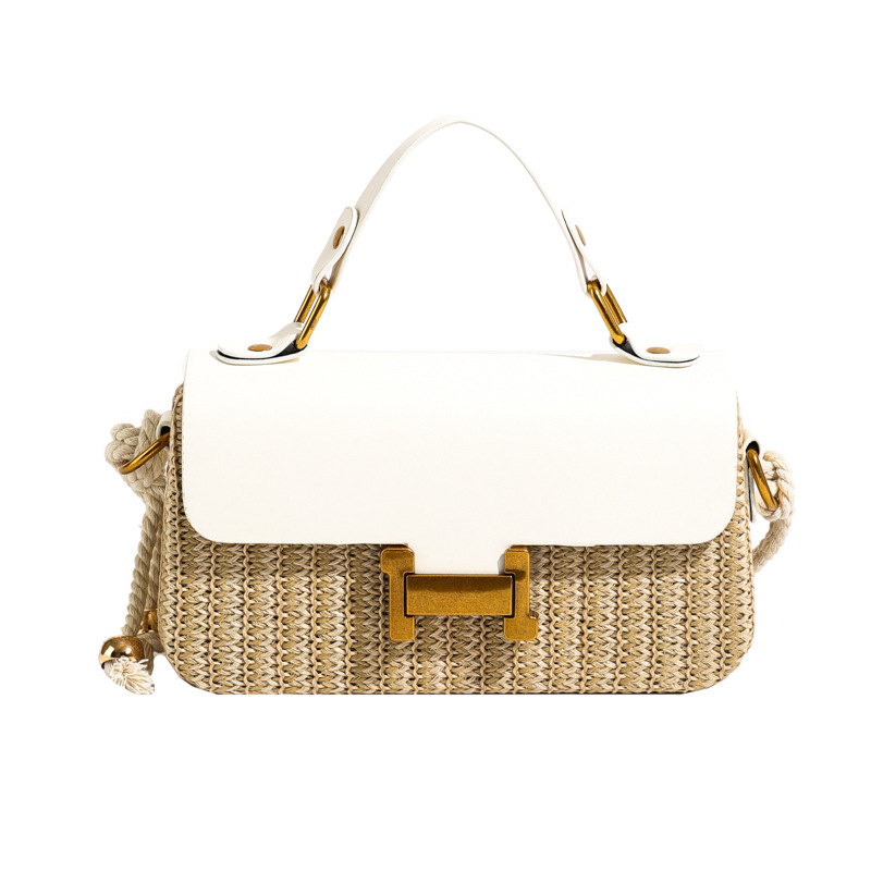 Versatile Small Square Straw Shoulder Bag - Modern Retro Designer Portable Messenger