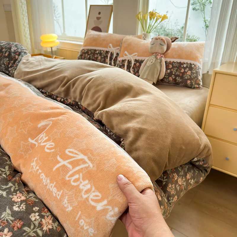 2025 new high-end milk fleece four-piece set bed sheet quilt cover autumn heat storage warm fleece bedding three-piece setM251118