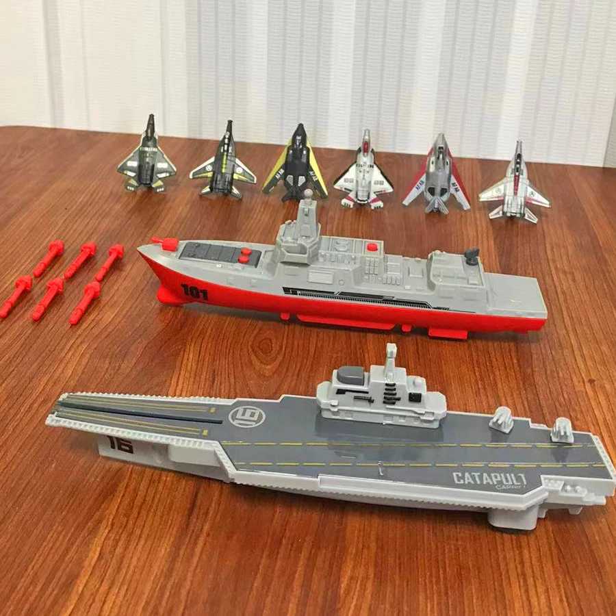 Aircraft carrier battle plan launchable fighter with 6pcs children military combat children boy toys Christmas gifts C251118