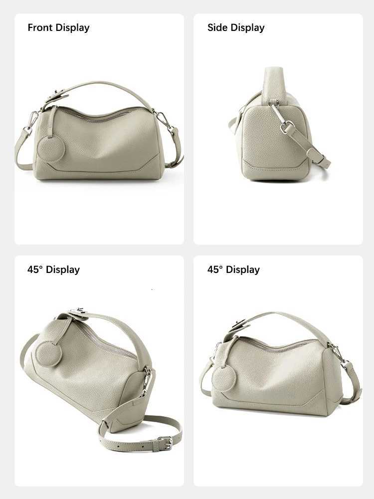 2025 New Womens Genuine Leather Shoulder Bag Vegetable Tanned Cowhide Handbag Boston Style Hand-held Underarm Bag for LadiesW251118