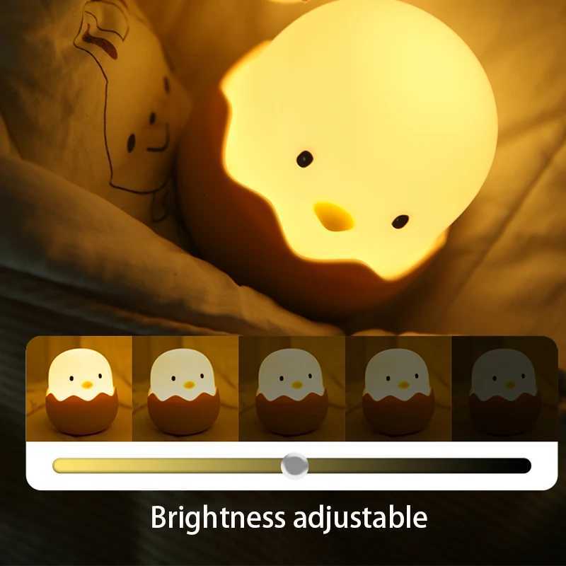 Eggshell Chicken Night Light Cartoon LED Light Bedroom Children Touch Adjustable Light Rechargeable Warm Light Atmosphere Light M251118