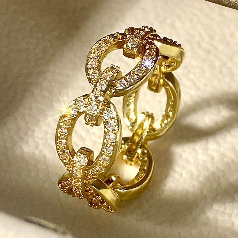 2025 new round buckle micro-inlay design geometric trendy style personalized Cuban chain designer ring