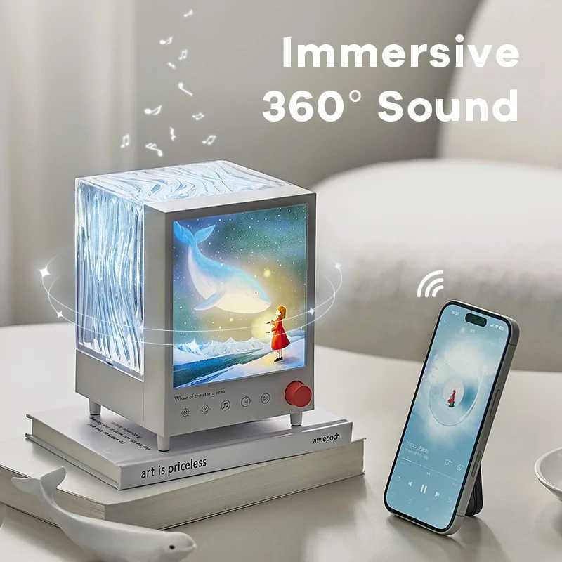 Aurora Projector Table Night Light With 3D Surround Sound Speaker White Noise Table Decoration Lamp For Christmas Gift M251118