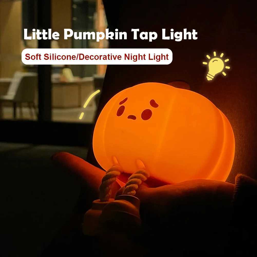Halloween LED Night Light Warm Light Ghost Touch Lamp Cartoon Patting Silicone Cute Pumpkin Nightlight For Desk Decor M251118