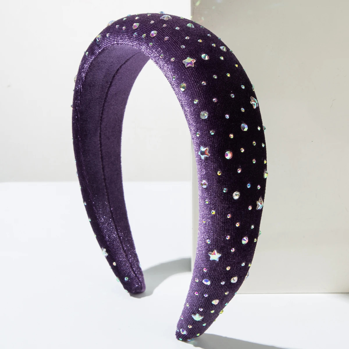 European and American Retro Velvet Sponge Headband Inlaid With Colorful Rhinestones Exuding a Starry and Sparkling Aura 251113 - view 5